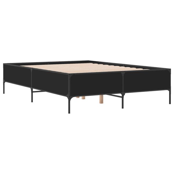 vidaXL Estructura de cama madera de ingenier&iacute;a y metal negro 120x190cm