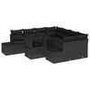 vidaXL Conjunto de sof&aacute; de jard&iacute;n 9 uds. Negro rat&aacute;n sint&eacute;tico