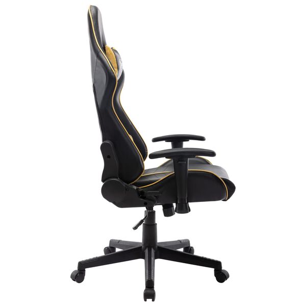 vidaXL Silla de gaming de cuero sint&eacute;tico negro y dorado