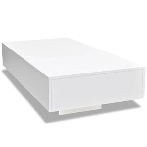 vidaXL Mesa de centro rectangular de fibra de vidrio blanco brillante
