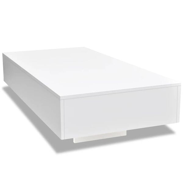 vidaXL Mesa de centro rectangular de fibra de vidrio blanco brillante