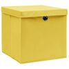 vidaXL Cajas de almacenaje con tapas 4 uds tela amarillo 32x32x32 cm