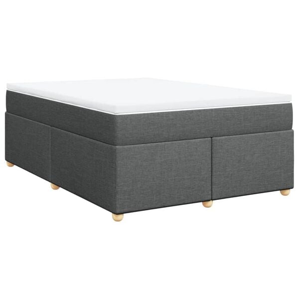 vidaXL Cama box spring con colchón tela gris oscuro 140x200 cm
