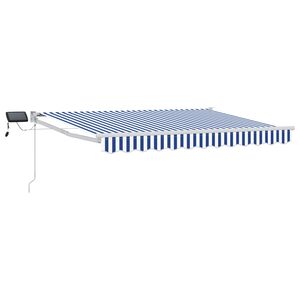 vidaXL Toldo manual retr&aacute;ctil con LEDs Azul y 2,5 x 2 m