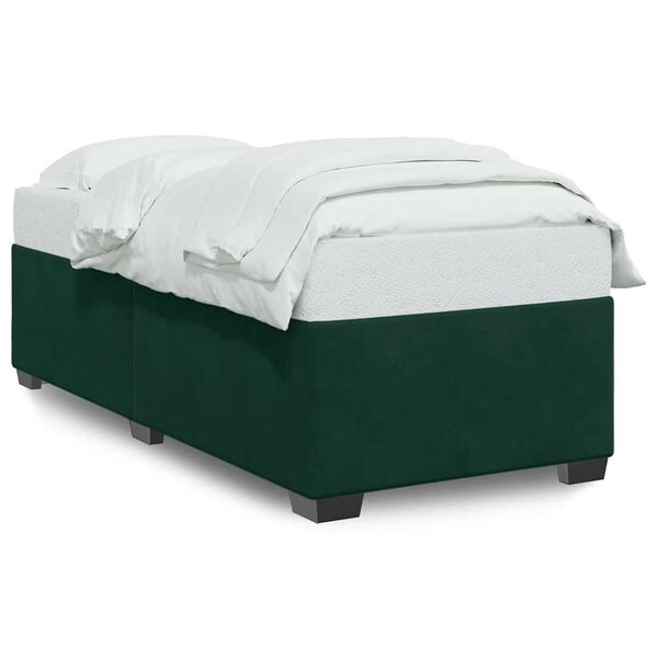 vidaXL Estructura de cama sin colch&oacute;n terciopelo verde oscuro 80x200cm