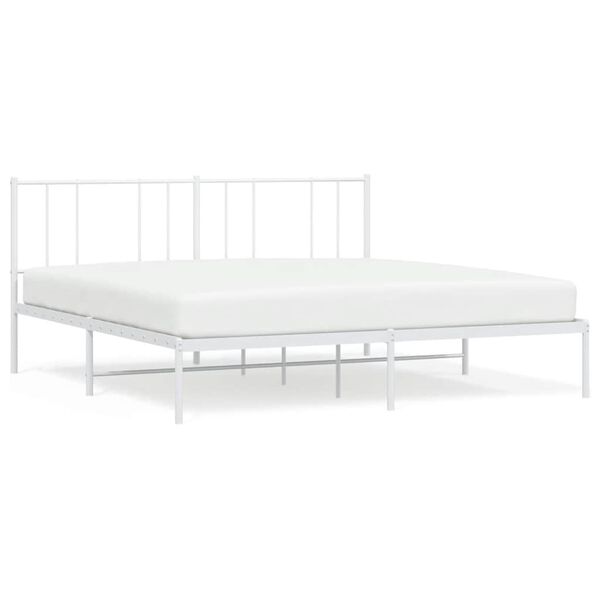 vidaXL Estructura cama sin colch&oacute;n con cabecero metal blanco 193x203cm