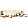vidaXL Conjunto de sof&aacute;s de exterior con coj&iacute;n 6 pcs Natural y Crema
