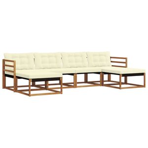 vidaXL Conjunto de sof&aacute;s de exterior con coj&iacute;n 6 pcs Natural y Crema