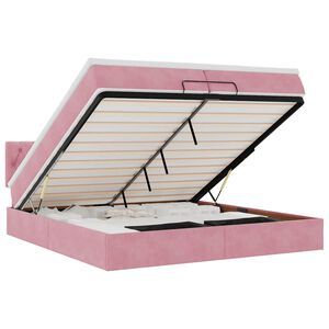 vidaXL Estructura cama otomana con colch&oacute;n terciopelo rosa 200x200 cm