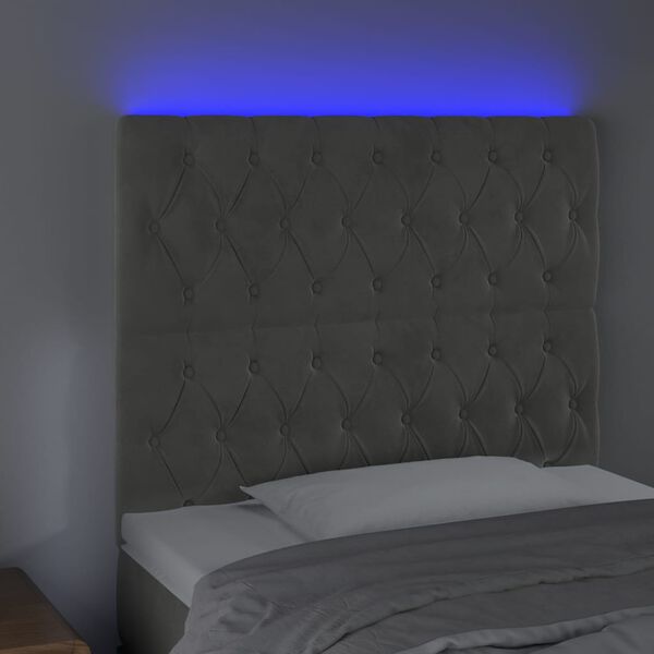 vidaXL Cabecero con luces LED terciopelo gris claro 90x7x118/128 cm