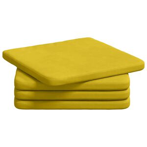 vidaXL Cojines para asiento 4 pcs Amarillo 40 x 40 x 3 cm Terciopelo