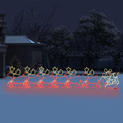 vidaXL Adorno luces de Navidad 6 renos y trineo XXL 2160 LEDs 7 m