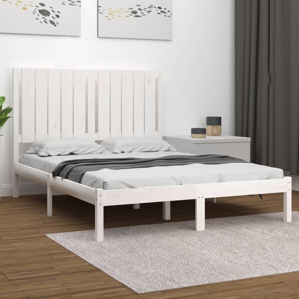 vidaXL Estructura de cama sin colch&oacute;n madera de pino blanca 120x200 cm