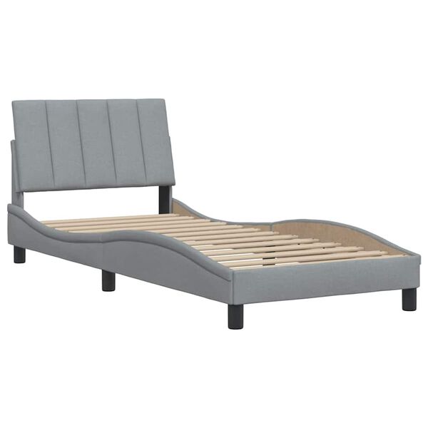 vidaXL Estructura de cama sin colch&oacute;n Hanko tela gris claro 90x190 cm