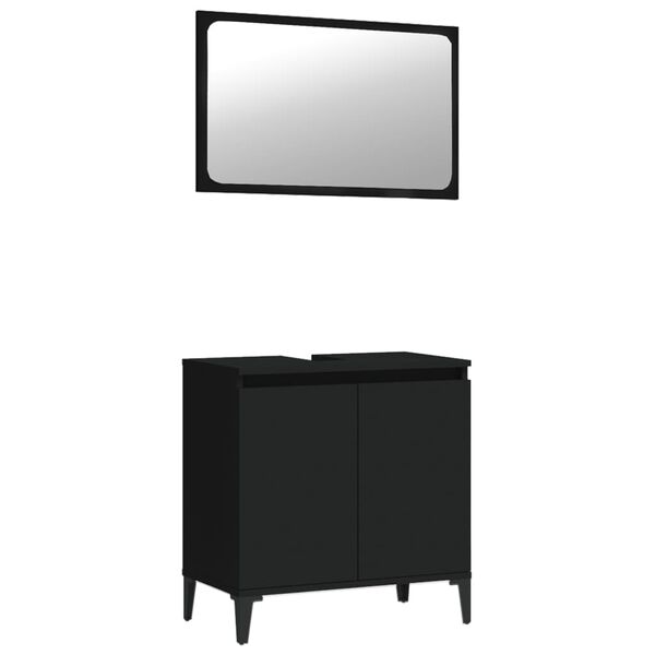vidaXL Juego de muebles de ba&ntilde;o 2 pzas madera contrachapada negro