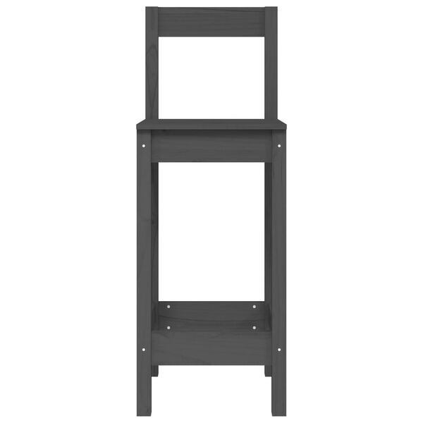 vidaXL Taburetes altos 2 uds madera maciza de pino gris 40x41,5x112 cm