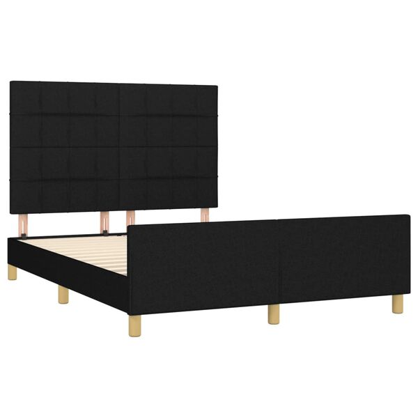 vidaXL Cama sin colch&oacute;n tela negro 140x190 cm