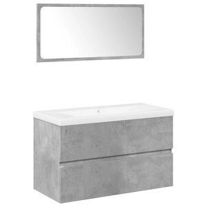 vidaXL Set muebles de ba&ntilde;o 2 piezas madera contrachapada gris hormig&oacute;n