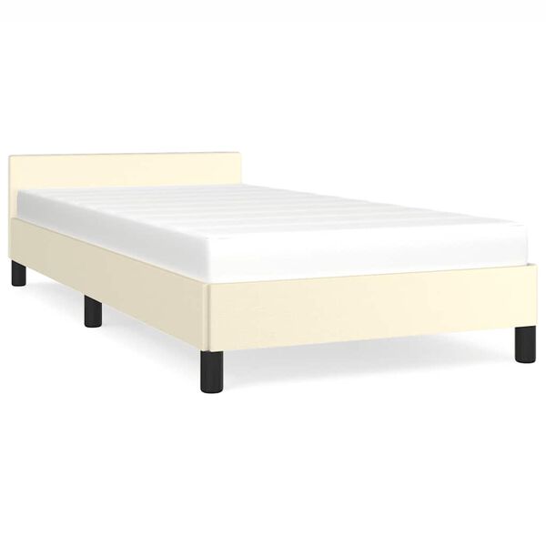 vidaXL Estructura de cama con cabecero sin colchón crema 100x200 cm
