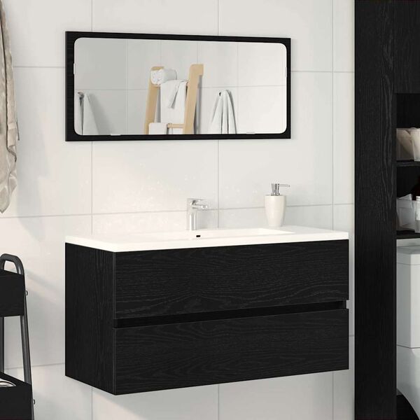 vidaXL Gabinete de Lavabo para Ba&ntilde;o Roble Negro 90 x 38,5 x 45 cm