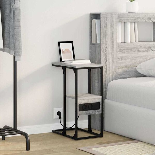 vidaXL Armario de Noche con caj&oacute;n Gris sonoma 41.5 x 26 x 60.5 cm