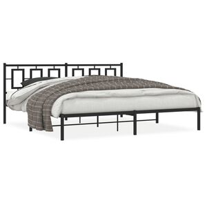 vidaXL Estructura cama sin colch&oacute;n con cabecero metal negro 193x203 cm