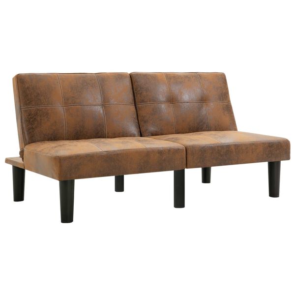 vidaXL Sofá de 2 plazas de piel de ante artificial marrón