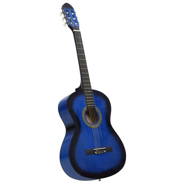 vidaXL Guitarra cl&aacute;sica para principiantes con funda azul 4/4 39"