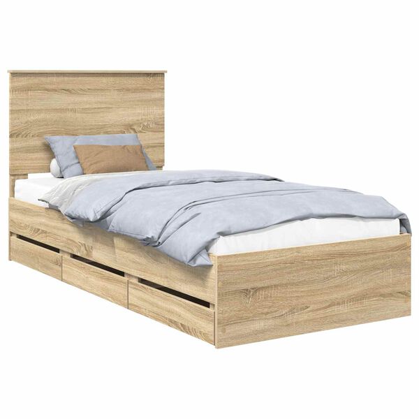 vidaXL Estructura de cama Roble Sonoma 90 x 190 cm Madera Ingenieril