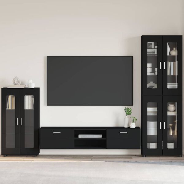 vidaXL Aparador FLORIN Negro 55,5 x 29 x 103 cm Madera de ingenier&iacute;a