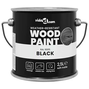 vidaXL Pintura para madera Negro 2,5 L Impresi&oacute;n en pared