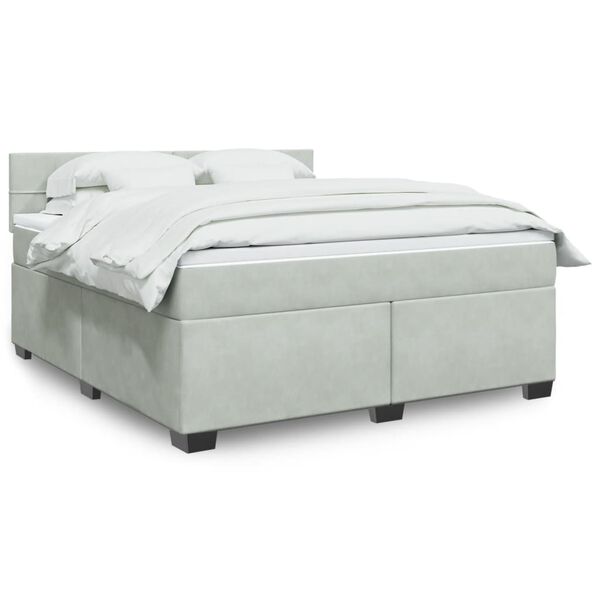 vidaXL Cama box spring con colch&oacute;n terciopelo gris claro 180x200 cm