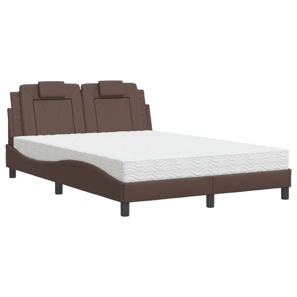 vidaXL Cama Viana con colch&oacute;n cuero sint&eacute;tico marr&oacute;n 120x200 cm