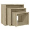 vidaXL Mesas apilables 3 piezas madera contrachapada roble Sonoma