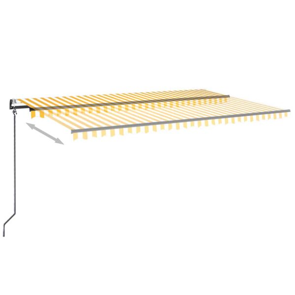 vidaXL Toldo autom&aacute;tico LED sensor de viento amarillo blanco 500x350cm