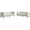 vidaXL Set de sof&aacute;s Chesterfield con cojines 2 piezas terciopelo crema
