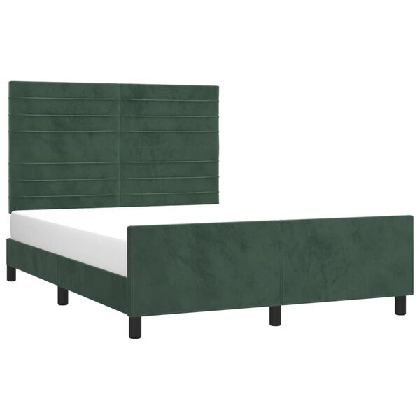 vidaXL Estructura cama sin colch&oacute;n terciopelo verde oscuro 140x200 cm