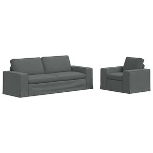 vidaXL Juego de Sof&aacute; 2 pcs Gris oscuro 182 x 80 x 82 cm tela