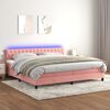 vidaXL Cama box spring colch&oacute;n y LED terciopelo rosa 200x200 cm