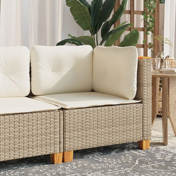 vidaXL Sill&oacute;n de esquina de jard&iacute;n con cojines rat&aacute;n sint&eacute;tico beige