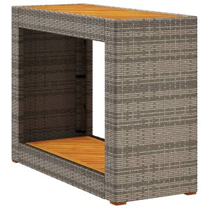 vidaXL Mesa auxiliar jard&iacute;n tapa madera rat&aacute;n PE gris 100x40x75 cm