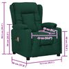 vidaXL Sill&oacute;n de masaje elevable tela verde oscuro