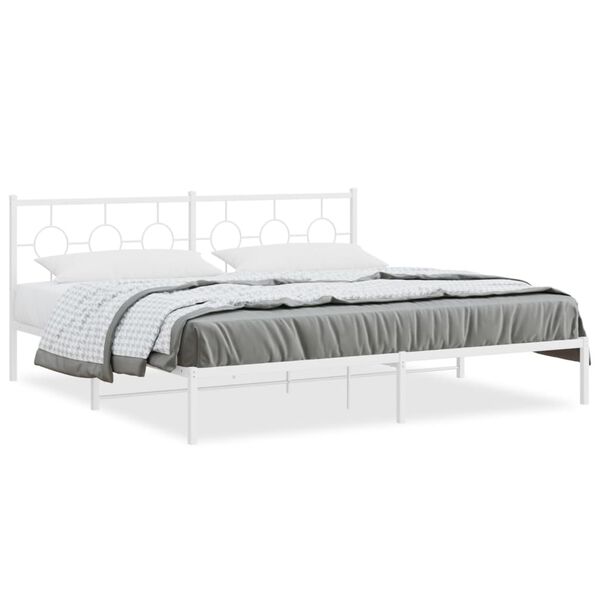 vidaXL Estructura cama sin colch&oacute;n con cabecero metal blanco 193x203cm