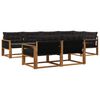 vidaXL Conjunto de sof&aacute;s de exterior con coj&iacute;n 7 pcs Natural y negro