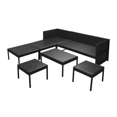 vidaXL Set muebles de jardín 6 piezas y cojines ratán sintético negro