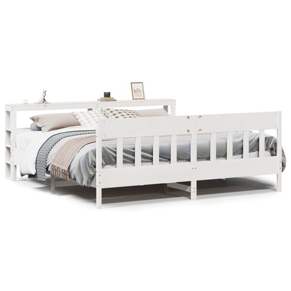 vidaXL Cama sin colch&oacute;n madera maciza de pino blanca 180x200 cm