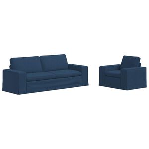 vidaXL Juego de Sof&aacute; 2 uds. Azul tela