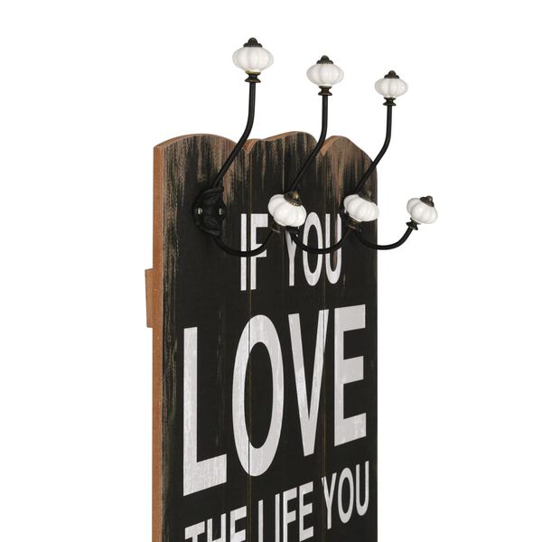 vidaXL Perchero de pared LOVE LIFE con 6 ganchos 120x40 cm