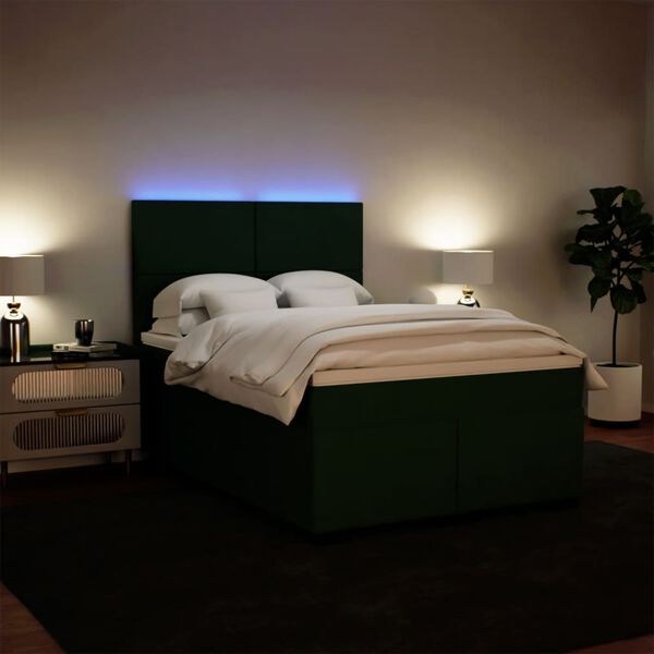 vidaXL Cama box spring con colch&oacute;n terciopelo verde oscuro 140x200 cm