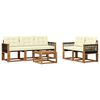 vidaXL Conjunto de sof&aacute;s de exterior con coj&iacute;n 6 pcs Natural y Crema